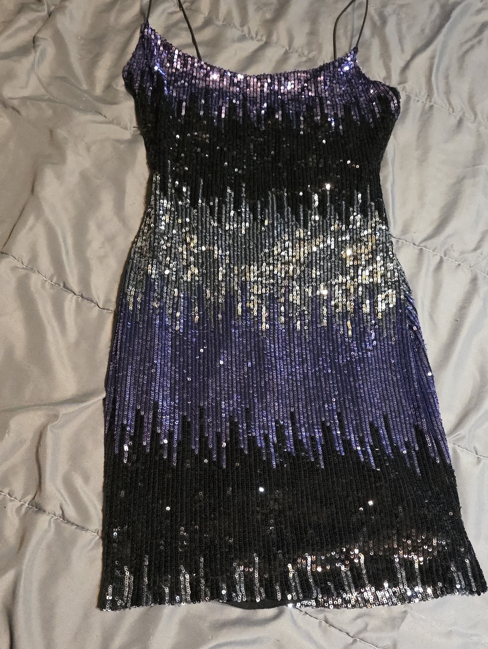 B. Darlin Black to Purple Sequin Mini Dress